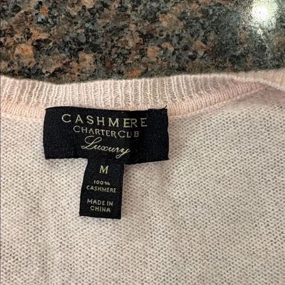 Charter Club Luxury 100% Cashmere , Blush V-Neck Sweater - Picture 2 of 6